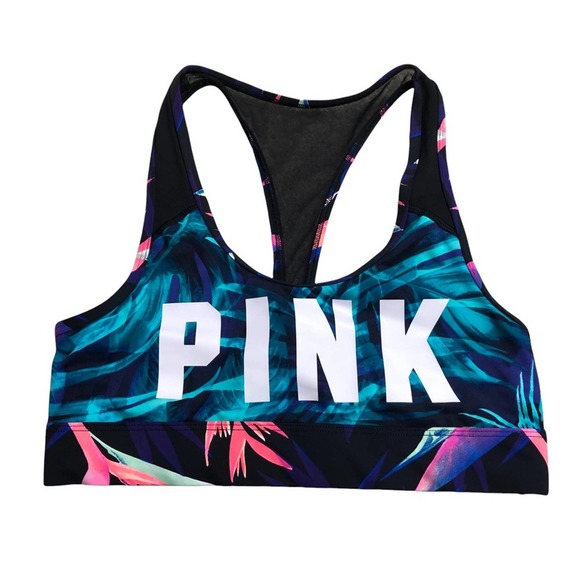 Victoria’s Secret Pink Sports Bra Set of 2 Ultimate Floral Tropical Print Size M - Picture 4 of 10